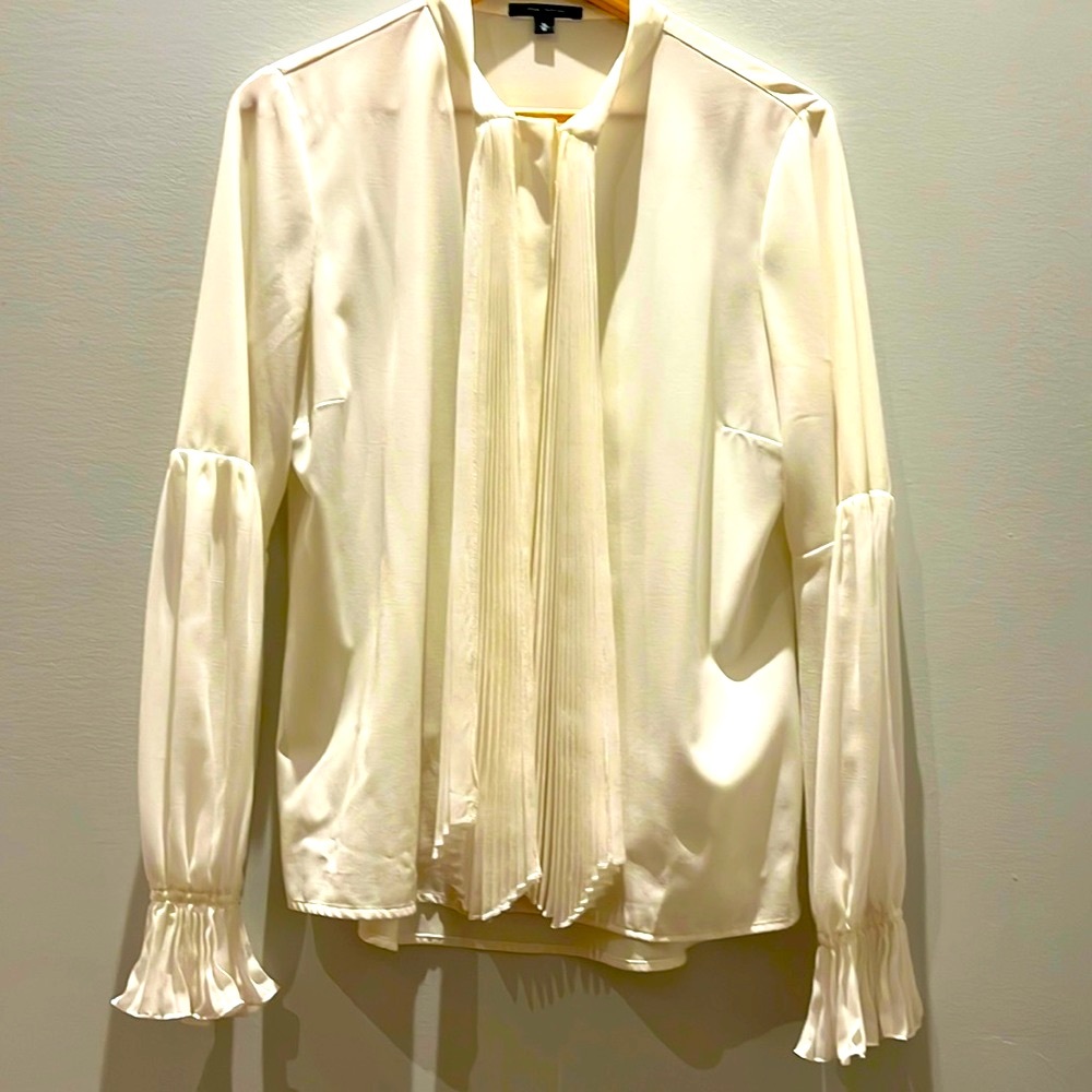 Pink Tartan Elegant Bohemian/Peasant Off White Long Sleeve Blouse